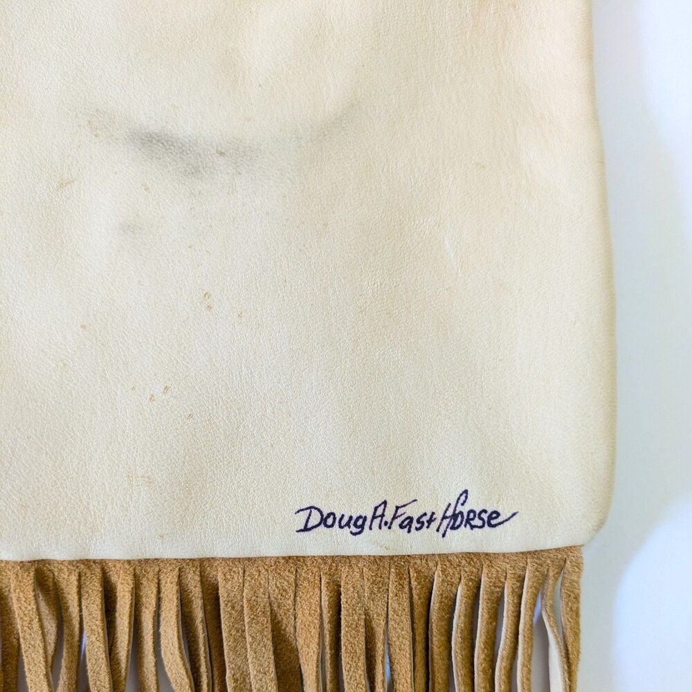 Doug Fast Horse Oglala Lakota Native American Beaded Leather Fringe Shoulder Bag - Picture 11 of 16